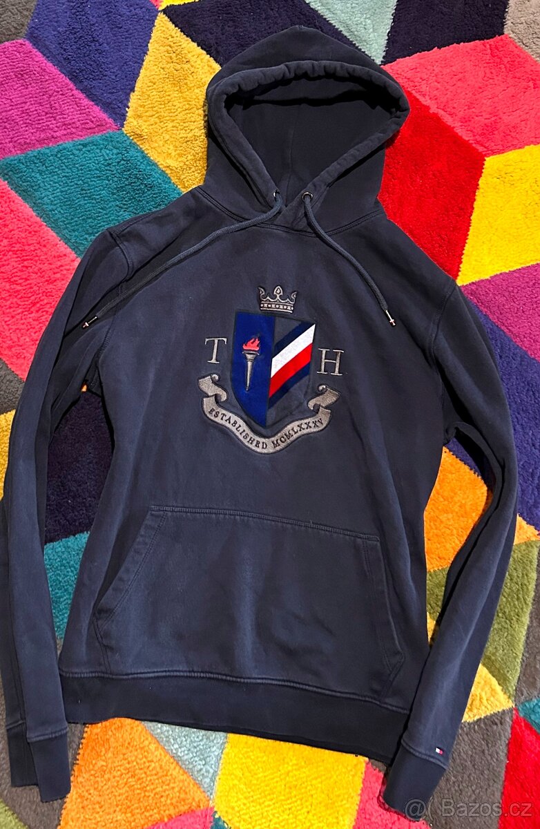 TOMMY HILFIGER-L PÁNSKÁ NAVY SILNÁ BAVLNĚNÁ MIKINA