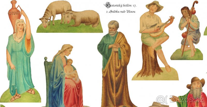 Historický vystřihovací papírový betlém z Hrádku nad Nisou