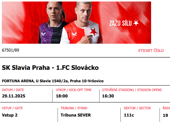 Vstupenky Slavia - Slovácko