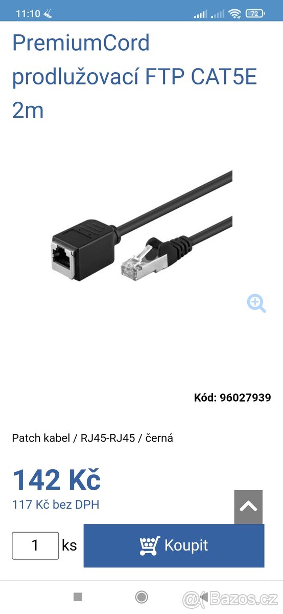 prodlužovací FTP CAT5E 2m