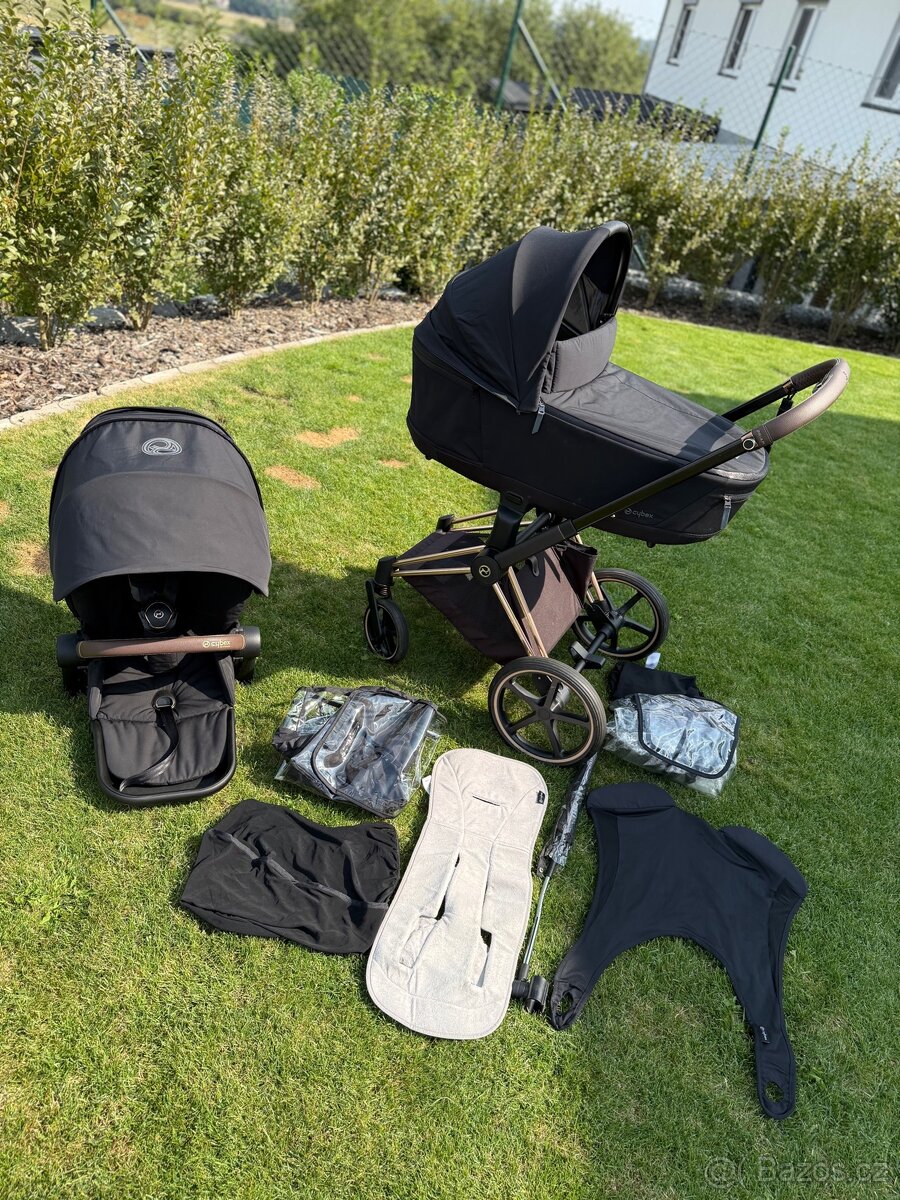 Kočárek CYBEX Priam Rosegold Seat Pack 2022 – Deep Black