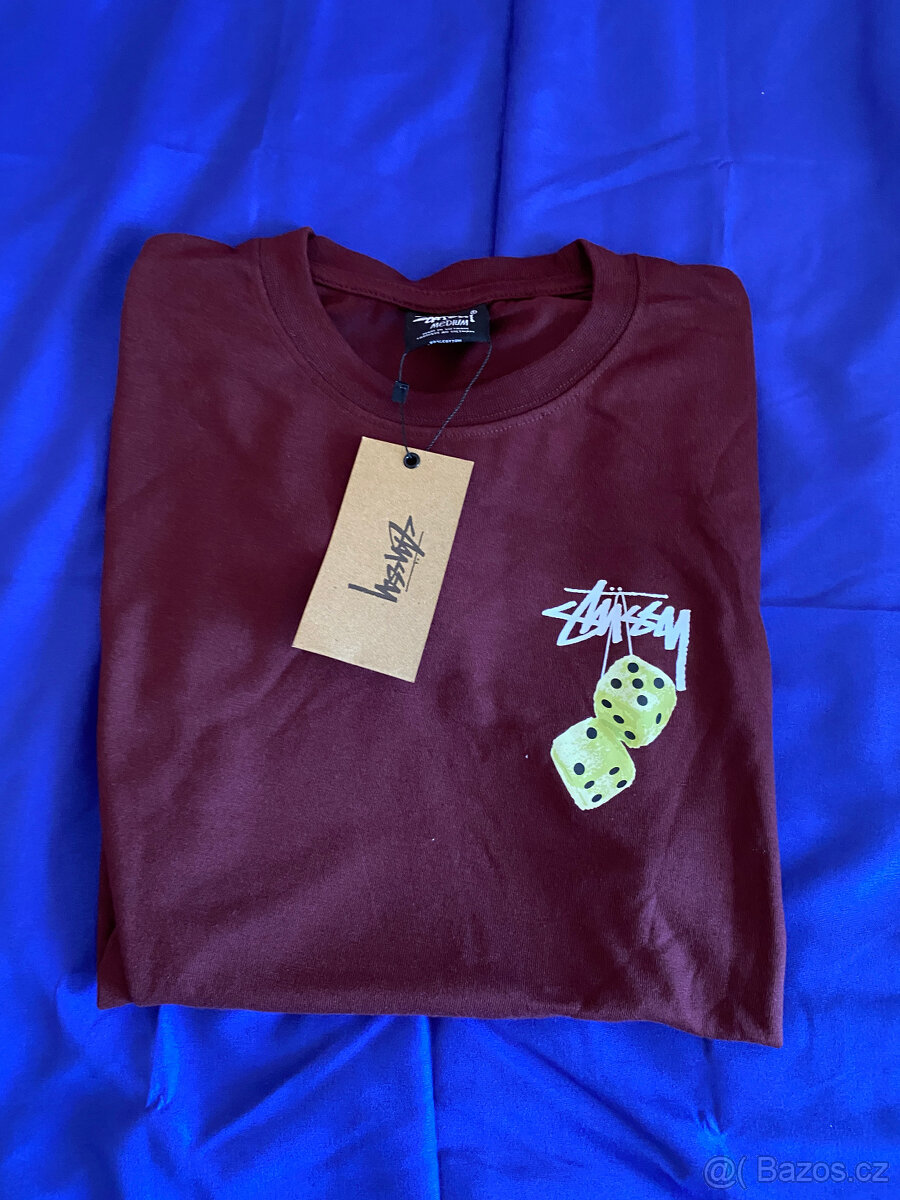 Tmavě červené - vínové tričko Stussy - M