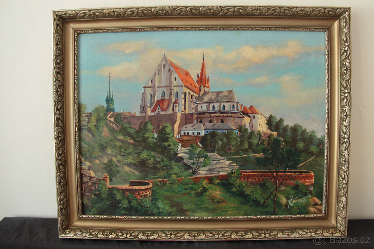 Obraz ZNOJMO s kostelem sv. Mikuláše 1934