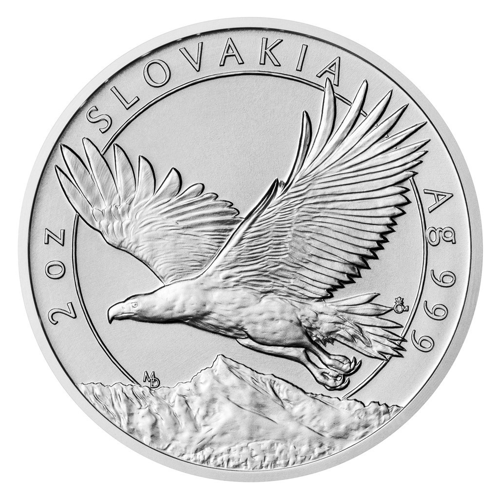Prodám Stříbrnou 2 Oz minci orel ročník 2023, jen 500 ks