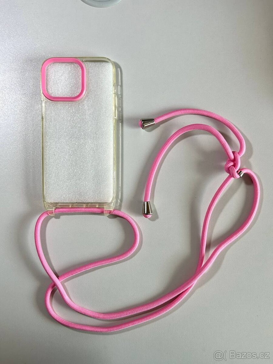 Kryt na iPhone 15 Pro Max s růžovou šňůrkou