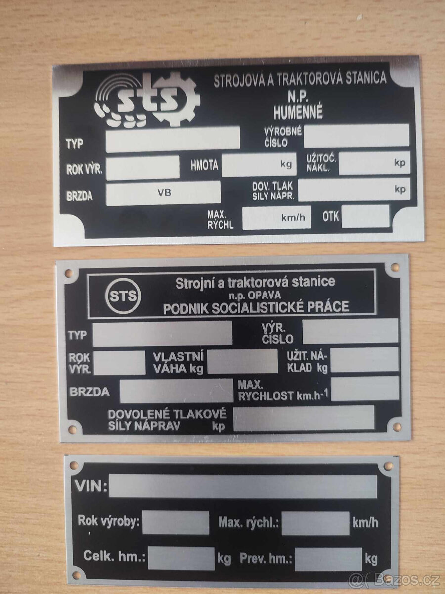 výrobní štítek humenne, opava, doma robené vlečky