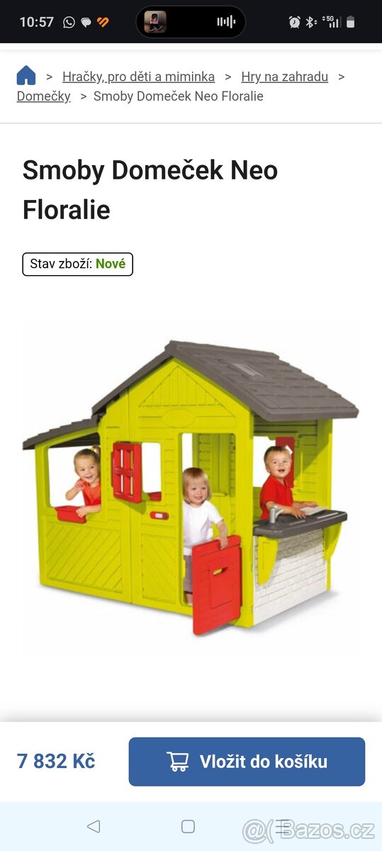 Prodám dětský domeček Smoby, velmi slušný stav