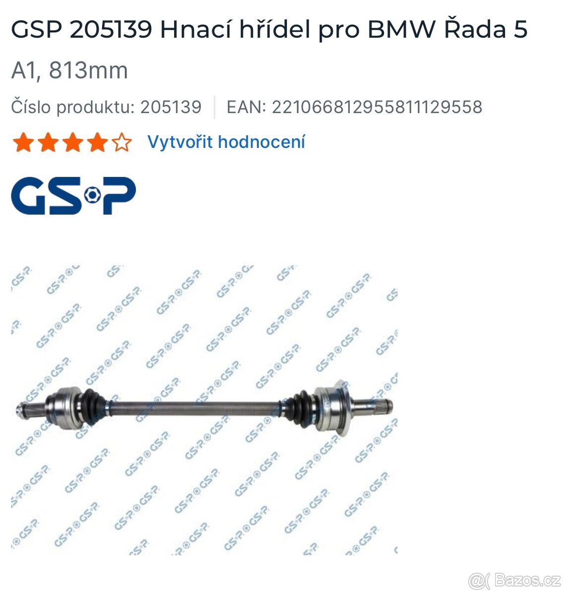 Hnací hřídel pro BMW Rada 5