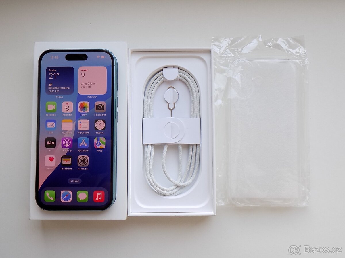 APPLE iPhone 16 256GB Modrozelný - ZÁRUKA - 100% BATERIE