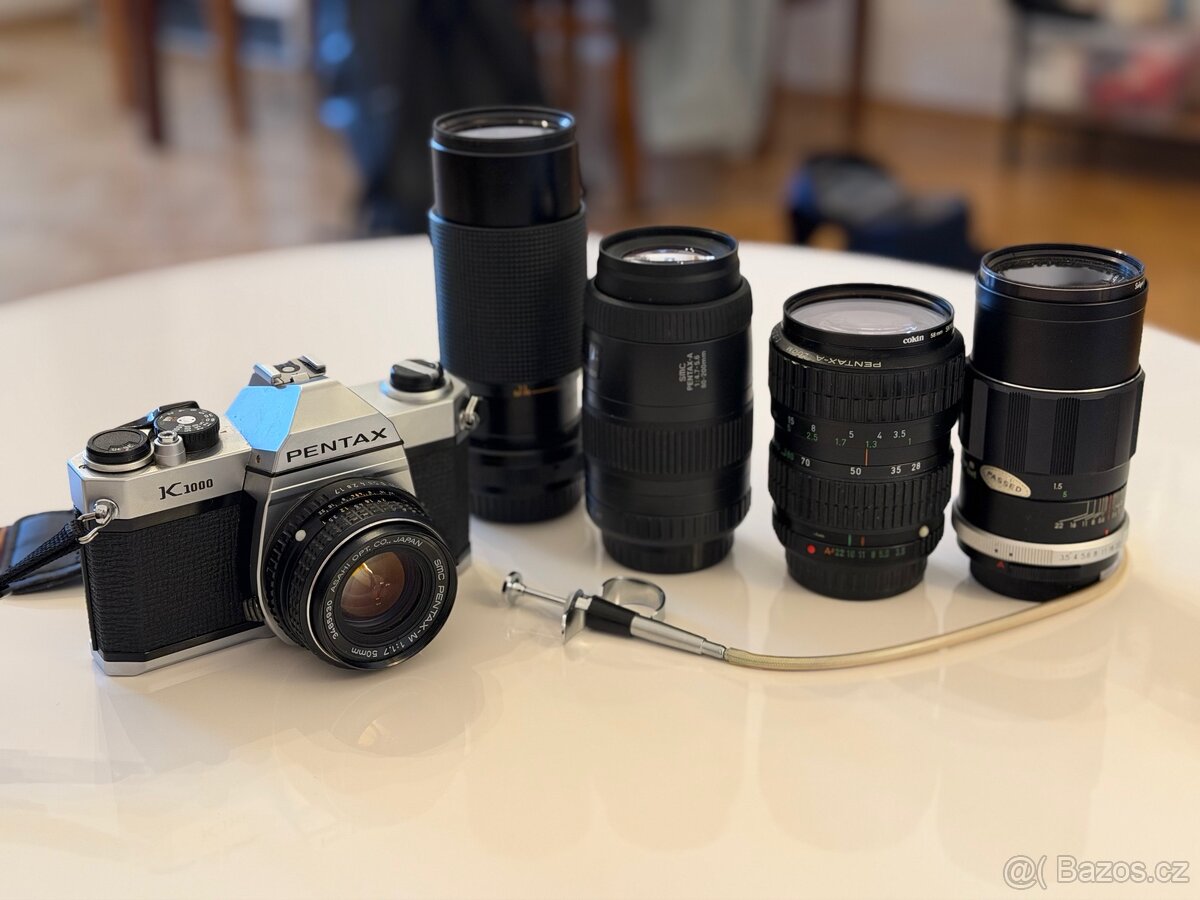 Pentax K1000 s 5 objektivy