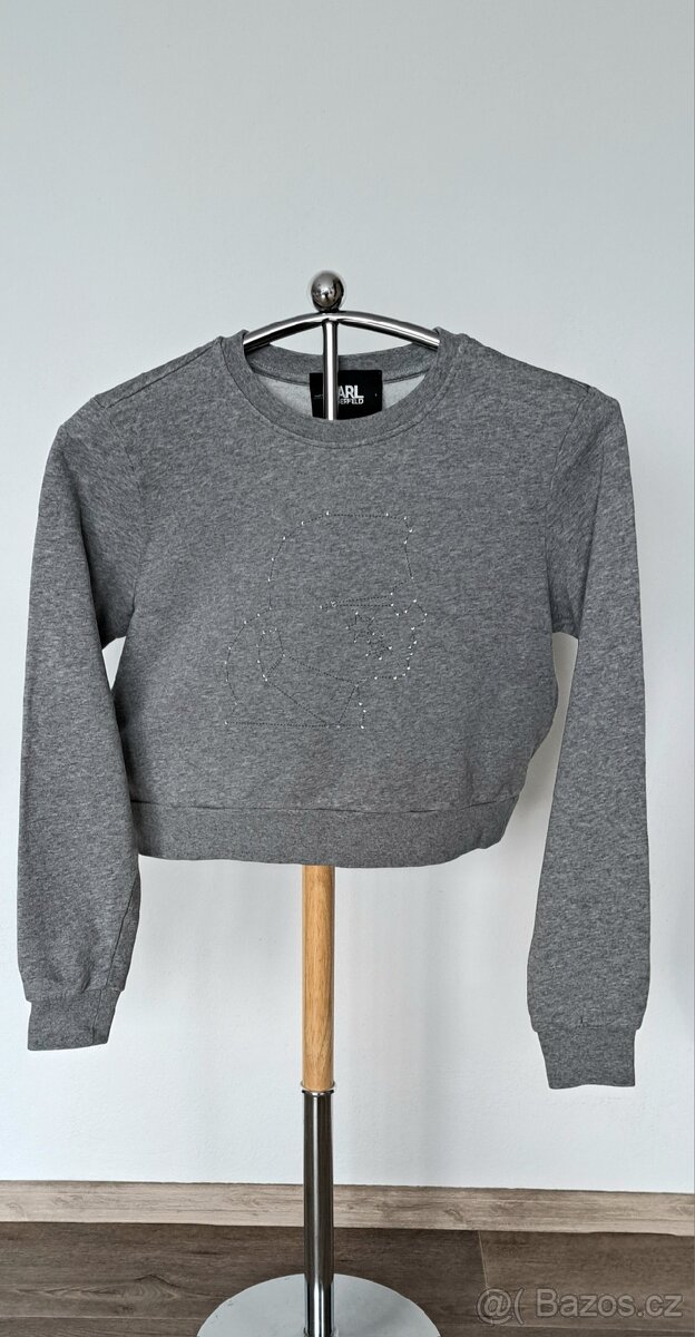 Krásná dámská crop mikina s kamínky Karl Lagerfeld