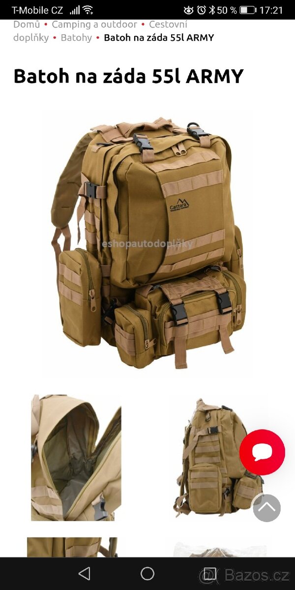 cattara army batoh 55l použitý asi 5 krat na trampovani