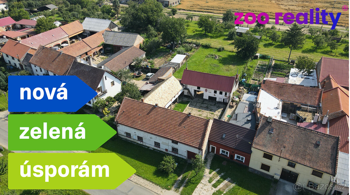 ZLEVNĚNO - Rodiný dům, statek, stodola, zahrada