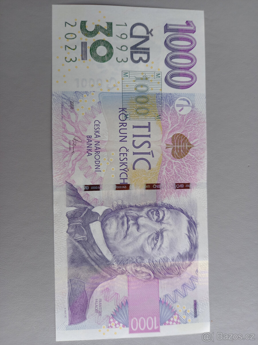 1000,- Kč s přítiskem ČNB 2023