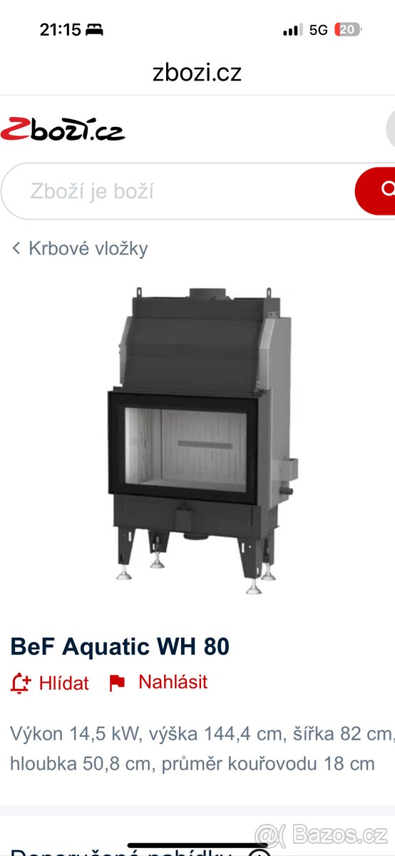 Krbová vložka s výměníkem….nepoužitá