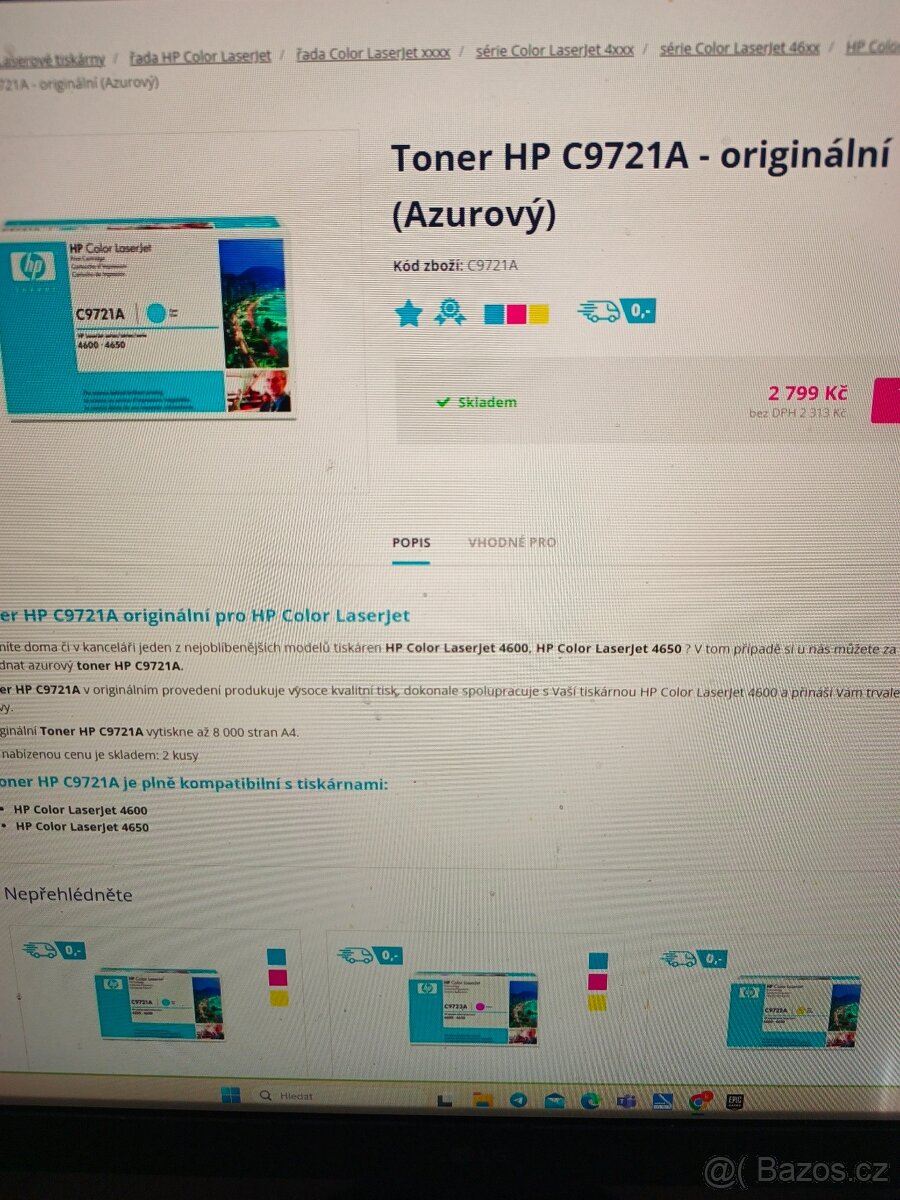 Toner HP C9721A
