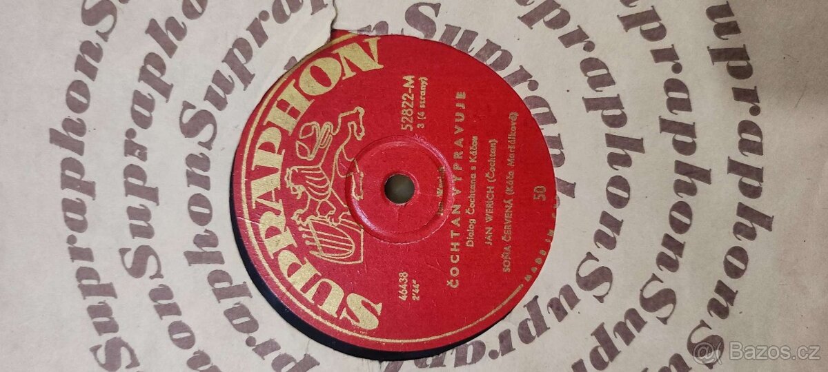 Gramofonová deska šelak Werich Čochtan vypravuje