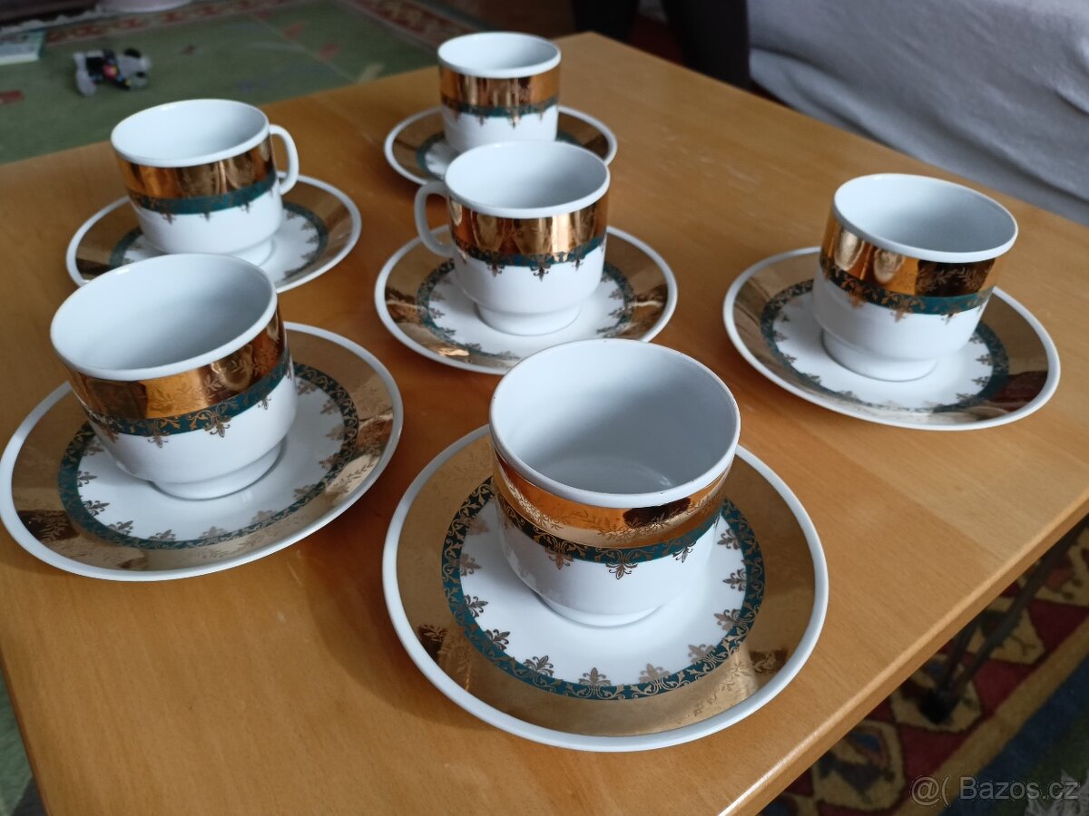 Porcelánová sada 6 šálků s podšálky porcelánka Chodov (Haas