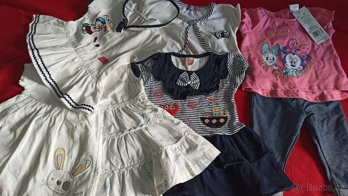 Mix 4x šaty vel. cca. 6-12m, , 1x komplet vel 62