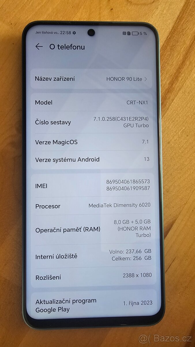Honor 90 Lite 5G, 8GB/256GB Cyan Lake zánovní