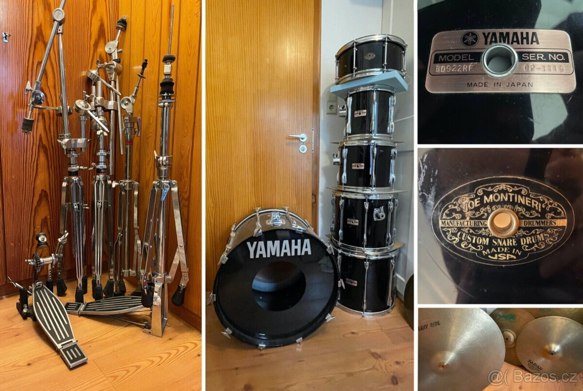 Bicí sada YAMAHA, zakázkový malý bubínek Joe Montineri + díl