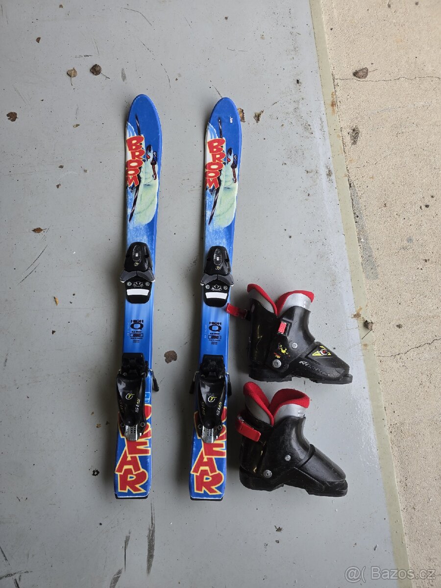 Dětské lyže 90cm a lyžáky 185 cm