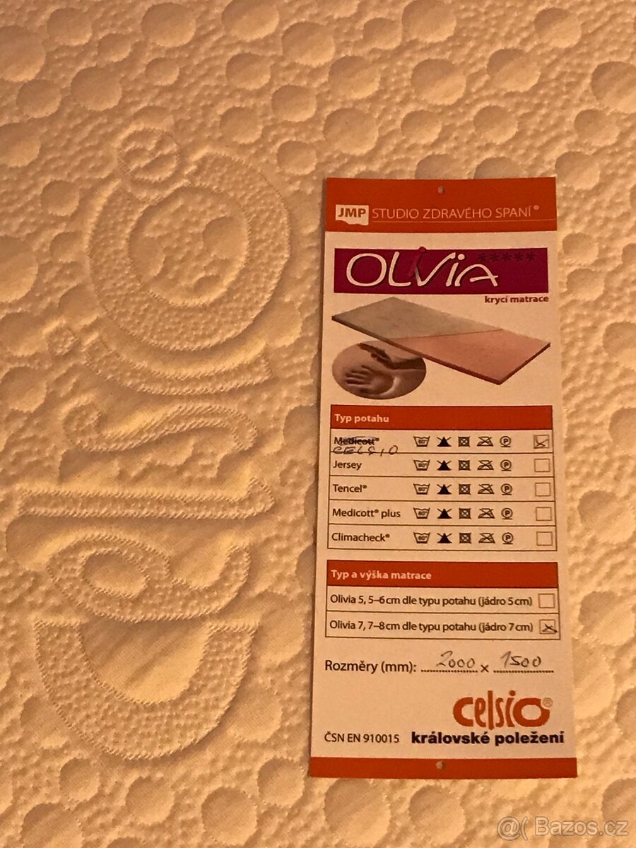 Vrchní paměť. matrace 200x150x8 cm se snímatelným potahem