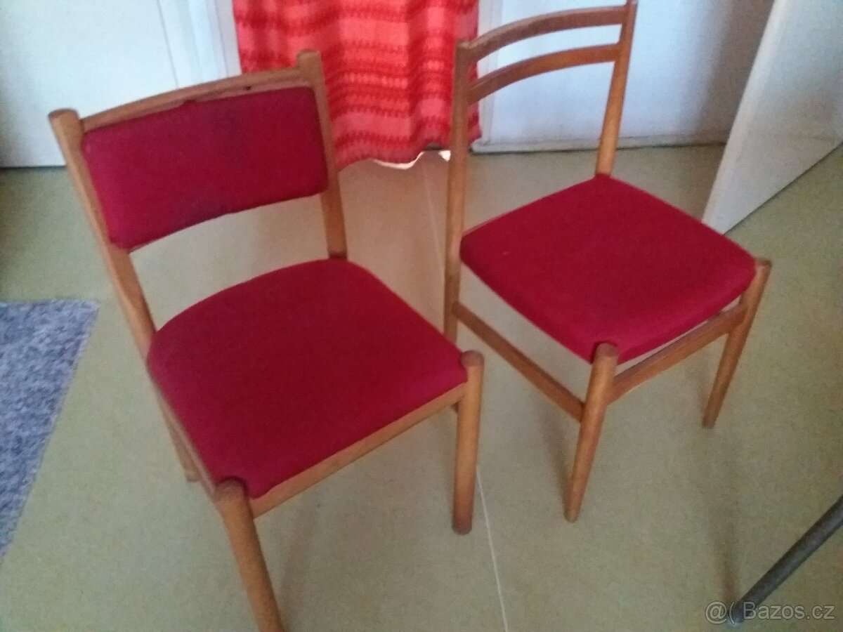 retro židle, stoly, lavice