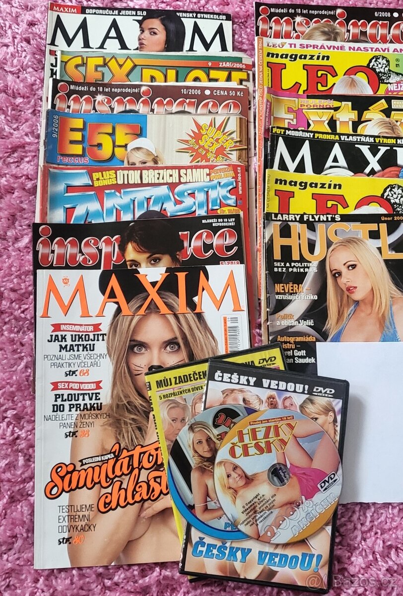 Minicats knihy časopisy Maxim ,Leo a DVD