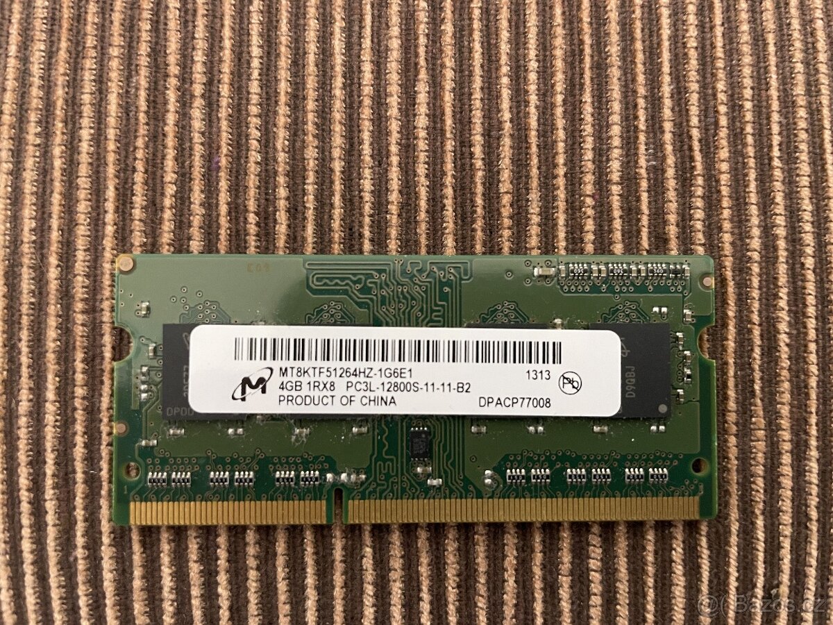 4GB 1Rx8 DDR3L-12800S-11-11B2 MT8KTF51264HZ-1G6E1