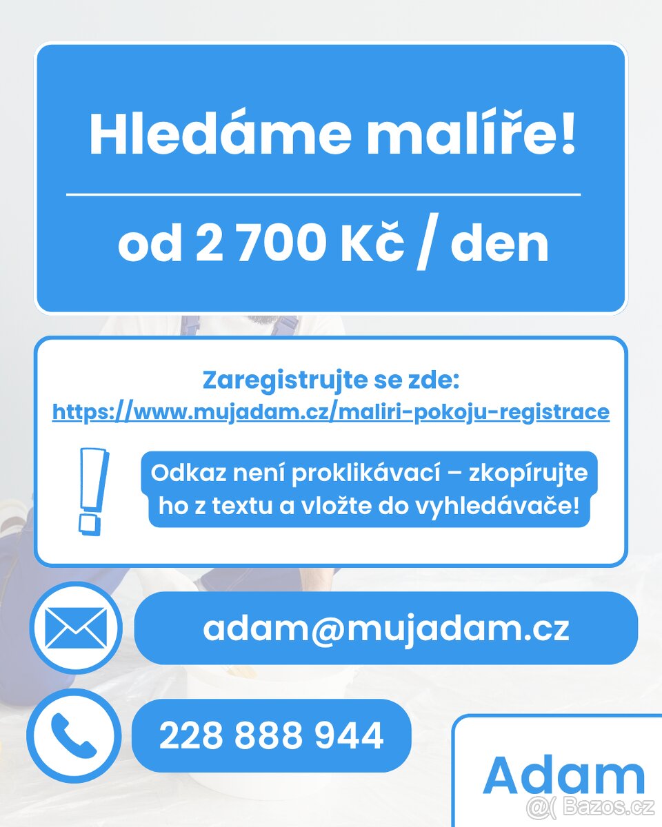 Malíř pokojů Hradec Králové - Vydělejte si od 2700 Kč denně