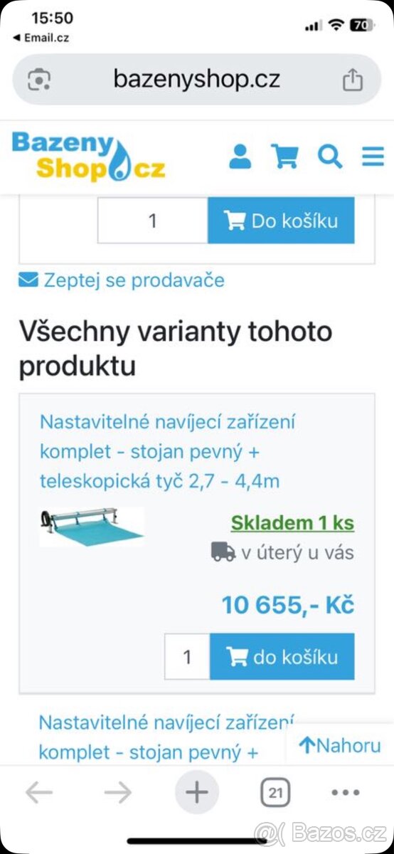 Navijeci tyc na plachtu na bazen