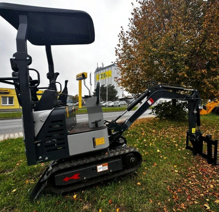 minibagr, pásový bagr, joysticky,