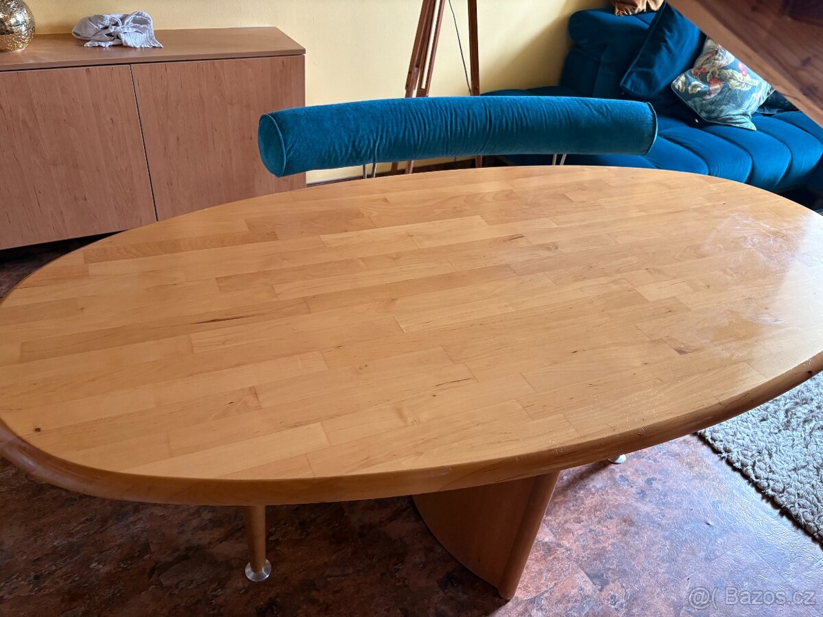 Jidelni stůl 180x80cm + 5 židli + lavice, drevo olše