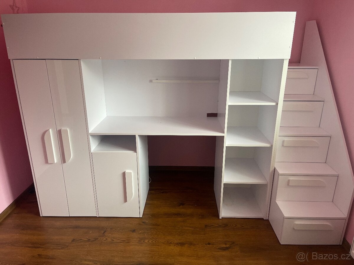 Multifunkční postel 90×200 v bílé barvě