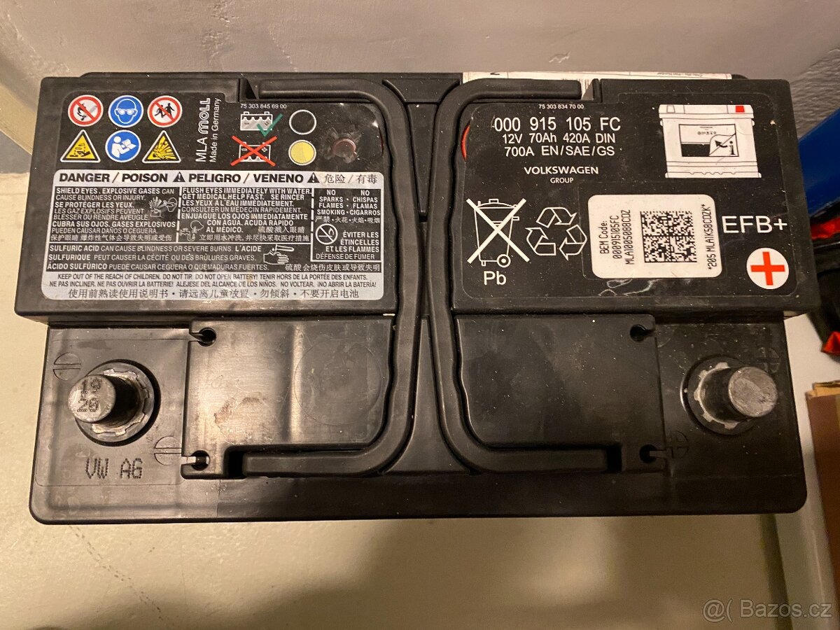 Autobaterie zánovní 12V, 70Ah
