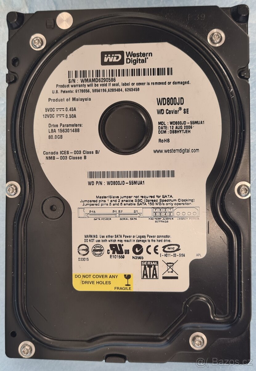 WD Caviar SE 80GB 7,2K 8MB SATA II 3,5'' WD800JD