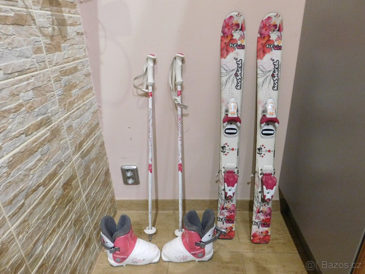Lyže Rossignol Fun Girl+hůlky+lyžáky