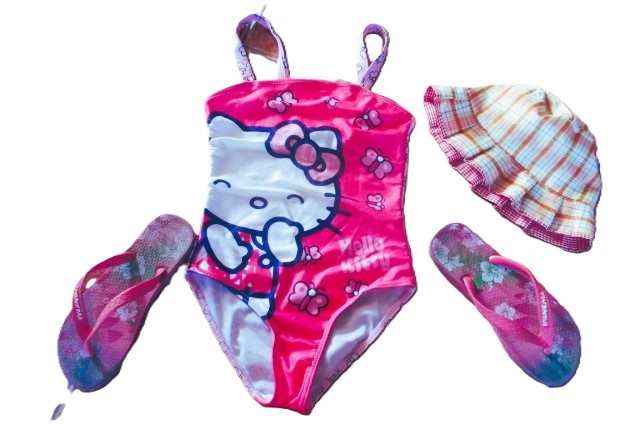 Dívčí plavky - 110/116 + klobouček + žabky