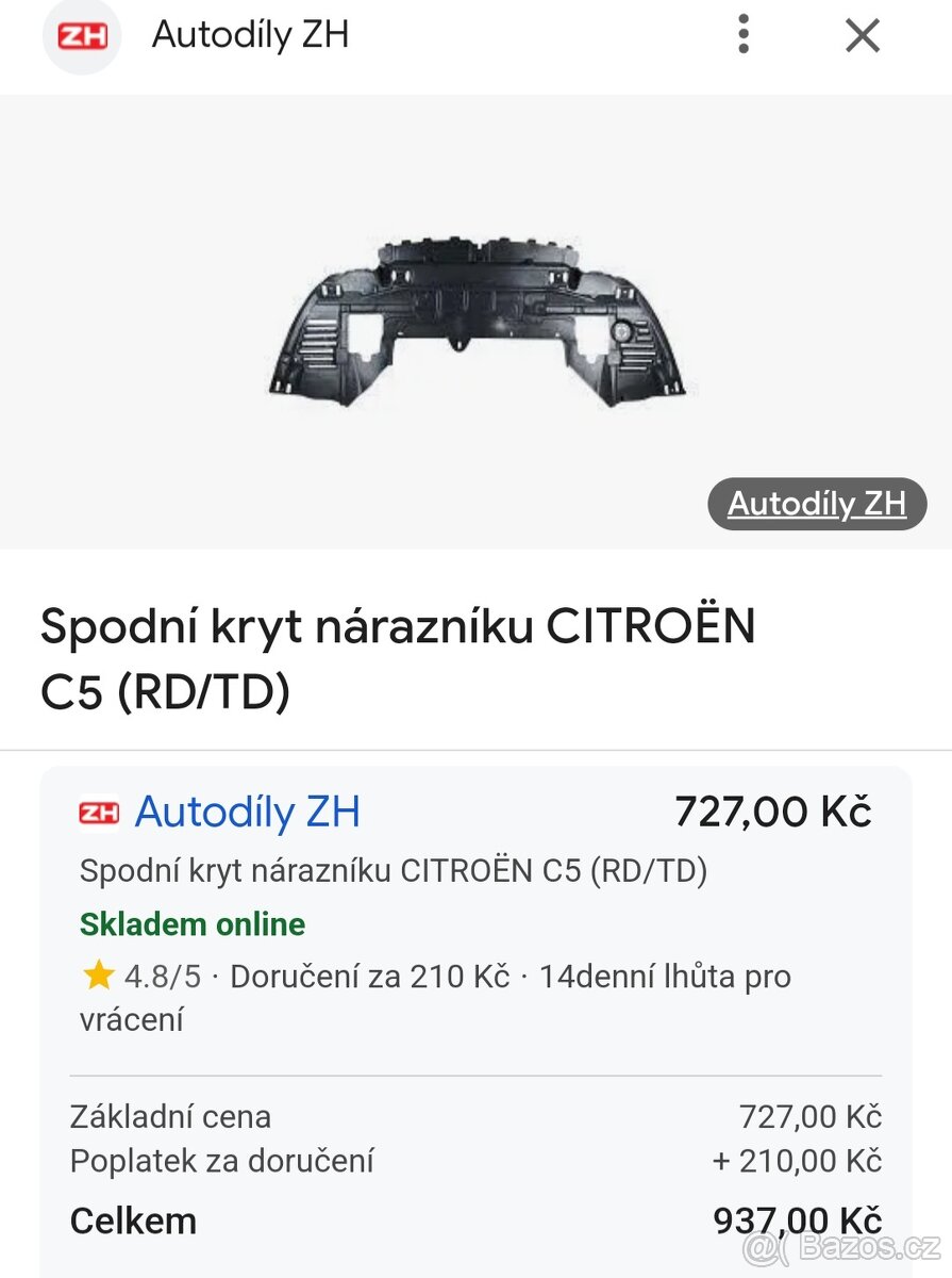 Spodni kryt nárazníku Citroen C5
