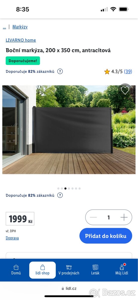 Boční markýza Livarno Home (NOVÉ, NEROZBALENÉ)