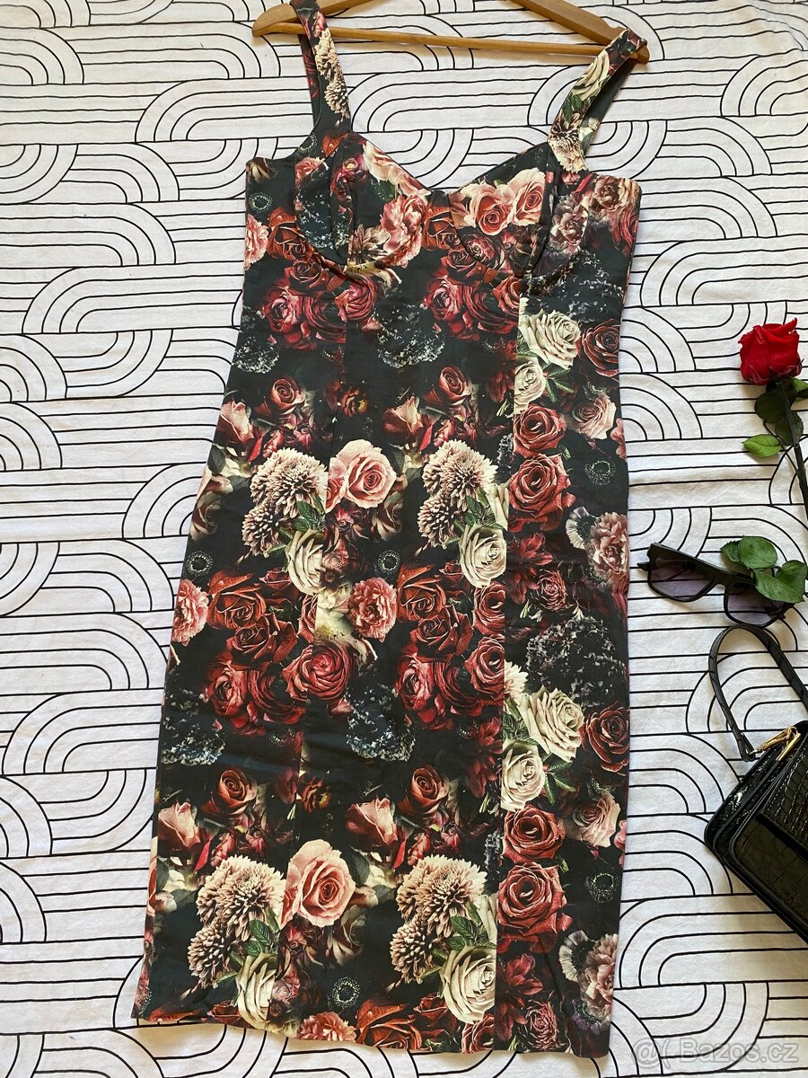 Zara Roses Corset Style Dress L / 40 / 12