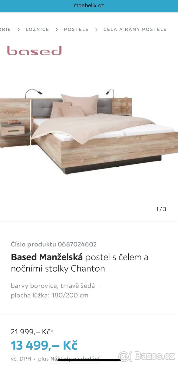 Velká manželská postel 180x200 včetně roštu