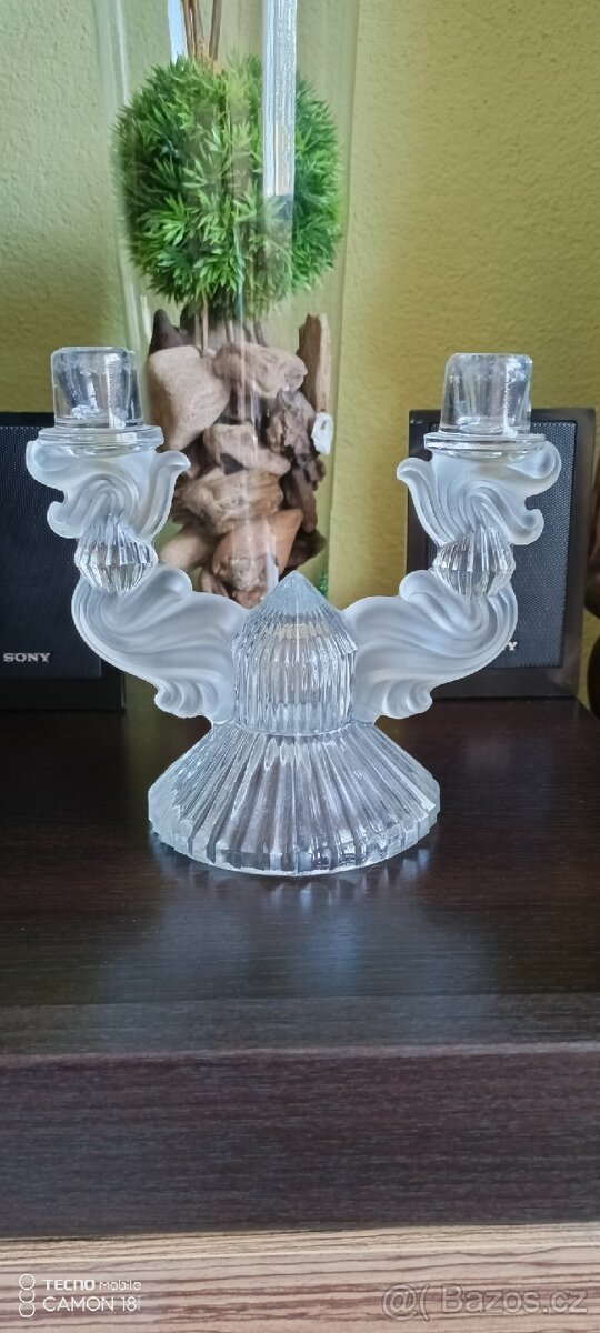 Krásný starožitný Art Deco svícen/Glassworks Libochovice