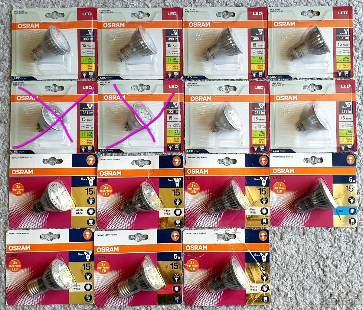 různé nové LED žárovky/ žárovka OSRAM