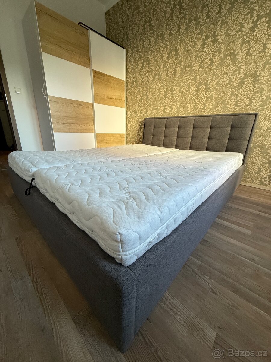 Postel 160×200 cm s úložným prostorem + matrace