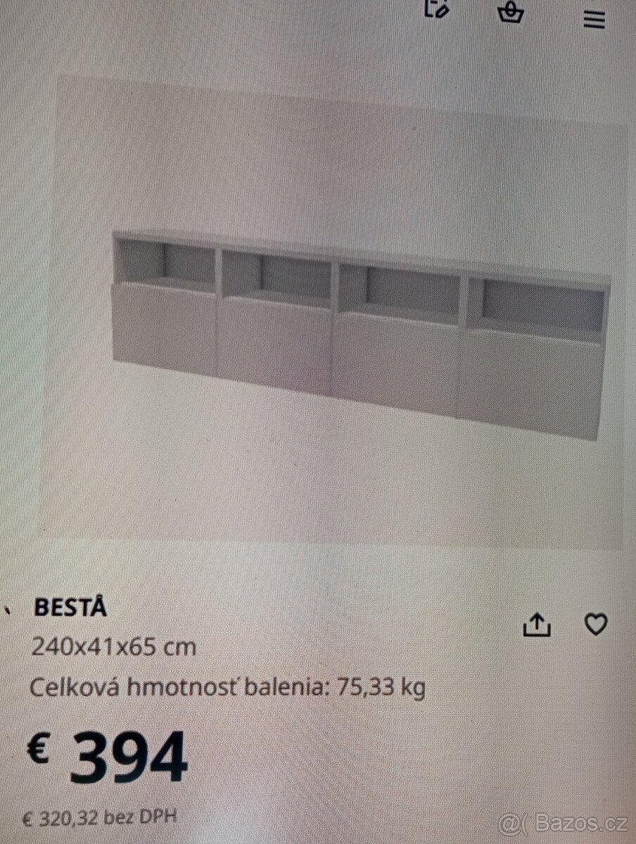 Ikea Besta - skrinky biela farba vysoký lesk