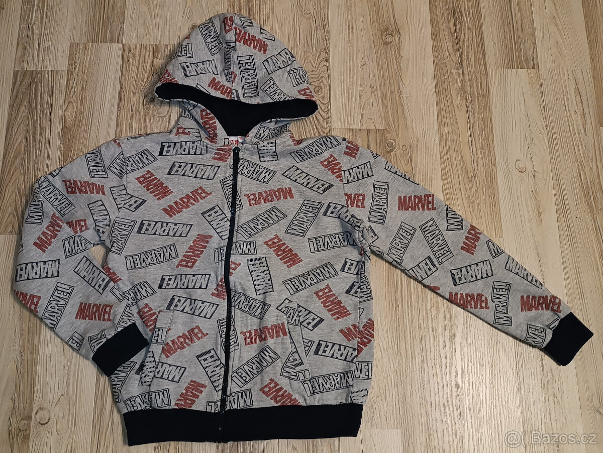 Dětská mikina na zip s kapucí Marvel - vel. 146