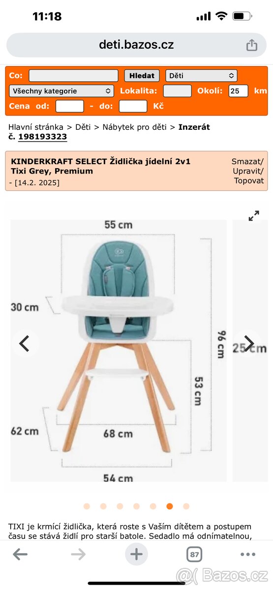 Jídelní židlička Tixi Kinderkraft