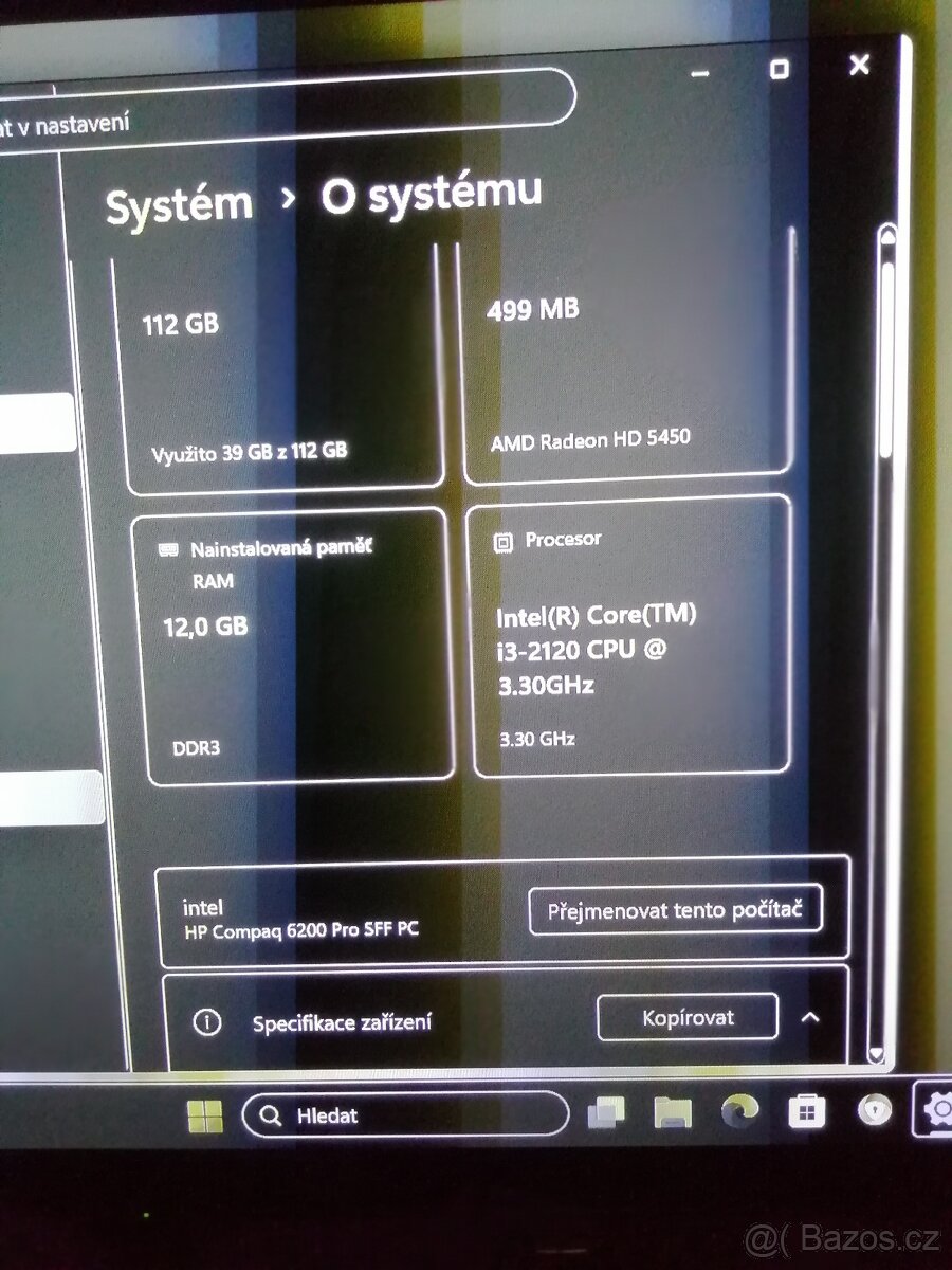 počitač hp intel core i3 4.jadro Windous11.Rám ddr3, 12.GB.